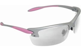 Radians PG0810CS Ladies Range Eyewear 99.9% UV Rated Clear Lens with Gray & Coral Accents Frame