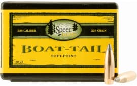 Speer Bullets 2406 Rifle Hunting 338 Caliber .338 225 GR Spitzer Boat Tail Soft Point 50 Box