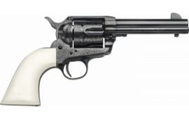 Taylors and Company OG1404 1873 Cattleman Outlaw Legacy Engraved Single 4.75" 6rd Ivory Synthetic Grip Blued Engraved Revolver