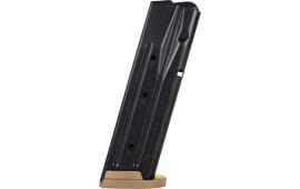 Sig Sauer MAGMODF917COY OEM  Black with Coyote Floor Plate Detachable 17rd for 9mm Luger Sig P320, M17, M18