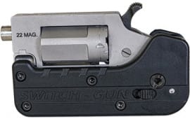 Standard Manufacturing Switch Gun Foldable Revolver 3/4" BBL, 5 Round .22 Magnum, Stainless, Black Folding Grip