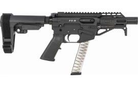 Freedom Ordnance FX9P4S FX-9  9mm Luger 4" 31+1 Black Hard Coat Anodized Rec Black SBA3 Pistol Brace Stock Black Polymer Grip