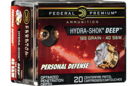 Federal P40HSD1 Premium Personal Defense 40 S&W 165 gr Hydra-Shok Deep Hollow Point - 20rd Box