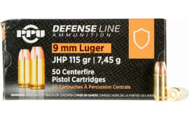 PPU PPD91 Defense 9mm Luger 115 gr Jacketed Hollow Point (JHP) - 50rd Box