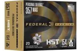 Federal P357HST1S Premium 357 Mag 154 GRJacketed Hollow Point (JHP) - 20rd Box