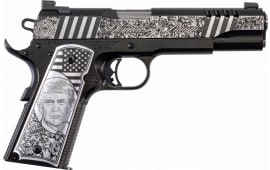 Auto-Ordnance 1911TCAC12N 1911 Trump "Rally Cry" 5" 7+1 Engraved Stainless Steel Slide/Frame with Black Cerakote & Gold Flakes Engraved Aluminum Grips Night Sights