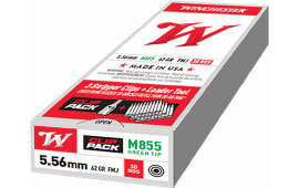 Winchester Ammo WM855CP USA 5.56x45mm NATO 62 gr Full Metal Jacket (FMJ) (Clip Pack) - 30rd Box
