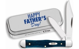 Case 10609 Father's Day 3" Folding Clip/Pen Mirror Polished Tru-Sharp SS Blade Mediterranean Blue Bone Handle