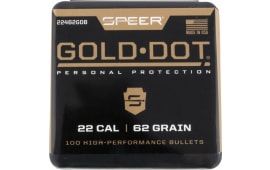 CCI 22462GDB Gold Dot Rifle Bullet 224 Cal .22 62 GRGold Dot Soft Point 100 Per Box