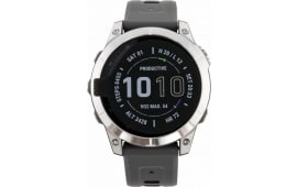 Garmin 010-02540-00 fenix 7 Silver Stainless Steel with Graphite Silicone Band, Power Glass Lens, Wi-Fi/Bluetooth/ANT+ Compatible & GPS, Fitness Features