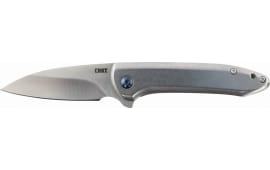 CRKT 5385 Delineation 2.94" Folding Wharncliffe Plain Satin 8Cr13MoV SS Blade Satin SS Handle