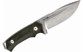 Woox BU.KNF001.07 Rock 62 4.25" Fixed Plain Stonewash Sleipner Steel Blade Gray Micarta Handle
