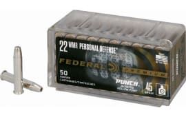 Federal PD22WMR1 Premium Personal Defense 22 WMR 45 gr Punch Jacket Hollow Point - 50rd Box