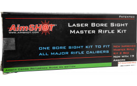 AimShot Master Kit Multi-Caliber Bore Sight with Red 650nM Laser, Uses L736 Button Cell Batteries & 2 AAA Batteries for Battery Pack for Rifles (Batteries Not Included)