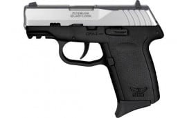 SCCY CPX2-TT Pistol Gen 3, 9mm Semi-Auto Polymer Frame Pistol, Satin Stainless Slide on Black Frame, DAO 10+1, No Safety - W / 2 Mags - CPX-2TTBKG3