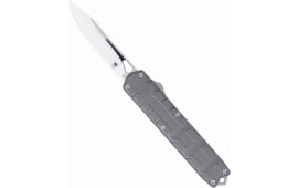 CobraTec Knives CTEGRYM390DNS Enforcer 3.25" OTF Drop Point Plain M390 Steel Blade Gray Aluminum Handle