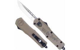 CobraTec Knives MWTPFS-3DNS We The People Medium 3" OTF Drop Point Plain D2 Steel Blade Cerakoted Aluminum w/"We The People" Engraving Handle Features Glass Breaker
