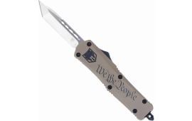CobraTec Knives MWTPFS-3TNS We The People Medium 3" OTF Tanto Plain D2 Steel Blade Cerakoted Aluminum w/"We The People" Engraving Handle Features Glass Breaker