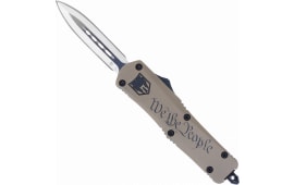 CobraTec Knives MWTPFS-3DAGNS We The People Medium 3" OTF Dagger Plain D2 Steel Blade Cerakoted Aluminum w/"We The People" Engraving Handle Features Glass Breaker