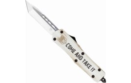 CobraTec Knives MCATIFS-3TNS Come And Take It 3" OTF Tanto Plain D2 Steel Blade Cerakoted Aluminum w/"Come And Take It" Engraving Handle Features Glass Breaker