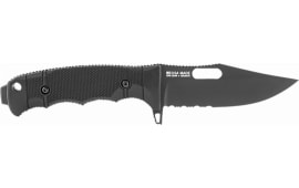 S.O.G SOG-17-21-01 Seal FX 4.30" Fixed Clip Point Part Serrated Black Cerakote CPM S35VN SS Blade/Black GRN/SS Handle Includes Sheath