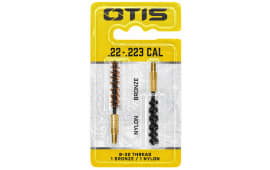 Otis FG322NB Bore Brush Set  5.56mm/22 LR/22-250/223 Cal 8-32" Thread 2" Long Bronze/Nylon Bristles 2 Per Pkg