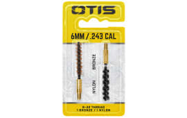 Otis FG325NB Bore Brush Set  6mm/250/243/257 Cal 8-32" Thread 2" Long Bronze/Nylon Bristles 2 Per Pkg