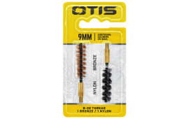 Otis FG338NB Bore Brush Set  9mm/38 Spl/375/380 Cal 8-32" Thread 2" Long Bronze/Nylon Bristles 2 Per Pkg