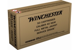 Winchester Ammo SG40W Service Grade 40 S&W 165 gr Full Metal Jacket Flat Nose (FMJFN) - 50rd Box