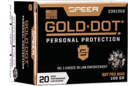 Speer Ammo 23913GD Gold Dot Personal Protection 327 Federal Mag 100 gr Hollow Point (HP) - 20rd Box