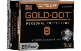 Speer Ammo 23918GD Gold Dot Personal Protection 357 Sig 125 gr Hollow Point (HP) - 20rd Box