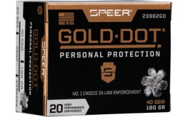 Speer Ammo 23962GD Gold Dot Personal Protection 40 S&W 180 gr Hollow Point (HP) - 20rd Box