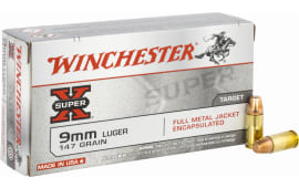 Winchester Ammo X9MMSU2CNP Super X 9mm Luger 147 gr Full Metal Jacket - 50rd Box