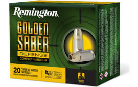 Remington Ammunition 27619 Golden Saber Defense 45 ACP 230 gr Brass Jacket Hollow Point (BJHP) for Compact Handguns - 20rd Box