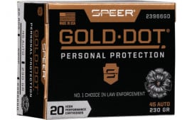 Speer Ammo 23966GD Gold Dot Personal Protection 45 ACP 230 gr Hollow Point (HP) - 20rd Box