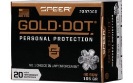 Speer Ammo 23970GD Gold Dot Personal Protection 40 S&W 165 gr Hollow Point (HP) - 20rd Box