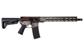Shark Coast Tactical AR-15 Rifle, 5.56, Cerakote Battleworn Upper / Lower Receiver, 16" BBl, 15" Cerakote Battleworn Rail, Magpul Furniture, Bushido/Samurai Theme