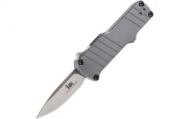 Hogue 54032-EXLKRL HK Micro Incursion 1.95 Out the Front Automatic Clip Point Blade Tumbled Finish Aluminum Frame - Matte Grey
