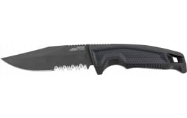 S.O.G SOG-17-22-02 Recondo FX 4.60" Fixed Part Serrated Satin TiNi Full Tang Cryo 440C SS Blade/ Black Overmolded GRN Handle