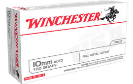 Winchester Ammo USA10MM USA 10mm Auto 180 gr Full Metal Jacket Flat Nose (FMJFN) - 50rd Box