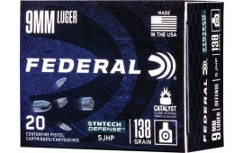 Federal S9SJT1 Syntech Defense 9mm Luger 138 gr Segmented Jacketed Hollow Point (SJHP) - 20rd Box