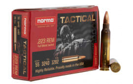 Norma Tactical 295040020 .223 Rem 55 GR, FMJ, Brass Case, Re-Loadable, Premium Grade - 500rd Case