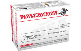 Winchester Ammo USA 9mm 115 GR FMJ 100/1000 - 100rd Box