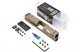Strike Industries P365-SLIDE-FDE Strike Replacement Slide Flat Dark Earth Stainless Steel with Ports & Optics Cut for Sig P365 Includes Charging Handle