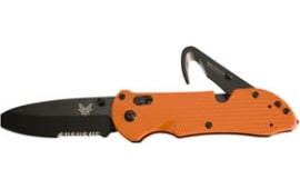 Benchmade 916SBK-ORG Triage Axis Black Serrated Blade Orange G-10 Handle