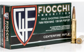 Fiocchi 7RMA Shooting Dynamics7mm Rem Mag 139 GR Pointed Soft Point (PSP) - 20rd Box