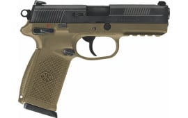 FN 66965 FNX-45 DA/SA 45 ACP 4.5" 10+1 Fxd 3 Dot 2 Mags FDE Poly Grip Black Slide
