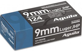 Aguila 9mm 124 GR Jacketed Hollow Point 50/500 - 50rd Box