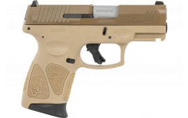Taurus 1G3C93ET G3c Matte Stainless Steel 3.20" Barrel 12+1, Tan Polymer Frame With Picatinny Acc. Rail, Coyote Cerakote Steel Slide, Re-Strike Capability, Manual Safety