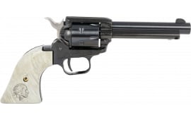 Heritage Mfg Rough Rider Caliber with 4.75" Barrel, 6rd Capacity Cylinder, Overall Black Metal Finish & Nickel with In-Mold Labeled Buffalo Grip Revolver